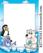 Frame with winter animals Frame with winter animals