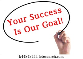 Hand writing Your Success Is Our Goal on transparent board Hand writing Your Success Is Our Goal on transparent board
