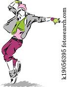 hip-hop, táncos, tánc, ábra