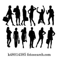 Silhouettes of Businessman Celebrating Success