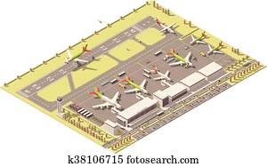 Download Airplane with control tower Clipart | k19307561 | Fotosearch