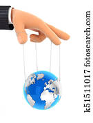 3d, erde, marionette, begriff