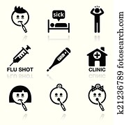 Cold, flu, sick people vector icons Cold, flu, sick people vector icons