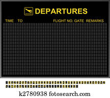 Empty International Airport Departures Board Empty International Airport Departures Board