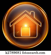 House icon gold, isolated on black background House icon gold, isolated on black background