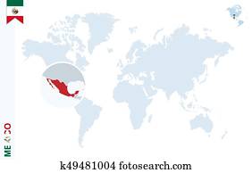 kék, világ térkép, noha, magasztalás, képben látható, mexico.