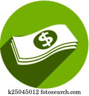 Money stack vector icon isolated.