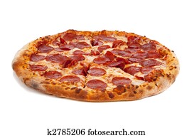 Pepperoni pizza on white Pepperoni pizza on white