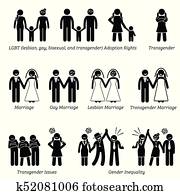 Sex Equality Sexism Social Problems Stick Figure Pictogram Icons.