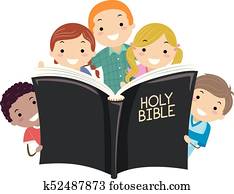 stickman, kinder, heilige bibel, abbildung