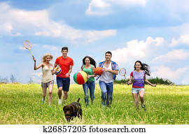 קבץ, אנשים, קיץ, outdoor.