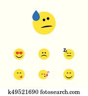 平ら アイコン Emoji セット の パーティー時間 Emoticon おいしい 食物 喜び そして 他 ベクトル Objects また 含む Emoji 顔 パーティー Elements クリップアート 切り張り イラスト 絵画 集 K Fotosearch