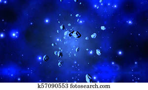 Asteroids floating in space