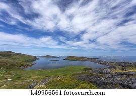 Fogo Island coastline, clouds