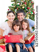 navidad de la familia, retrato