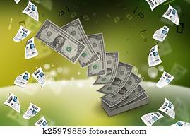 pile of US federal reserve notes pile of US federal reserve notes