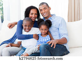 Portrait of a Smiling Afro-american family