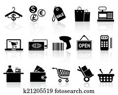 schwarz, einzelhandel, und, shoppen, heiligenbilder, satz schwarz, einzelhandel, und, shoppen, heiligenbilder, satz