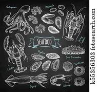 Seafood chalk sketch Seafood chalk sketch