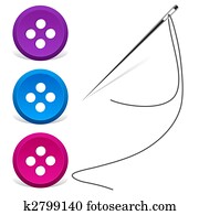 sewing needle and thread with buttons - vector sewing needle and thread with buttons - vector