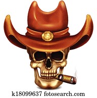Skull In Cowboy Hat And Cigar Skull In Cowboy Hat And Cigar