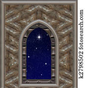 window looking out to night sky with wishing star