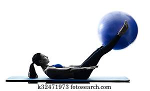 woman pilates ball exercises fitness isolated woman pilates ball exercises fitness isolated