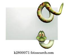 Cartoon snake hanging on blank sign. Cartoon snake hanging on blank sign.