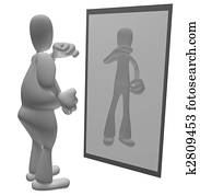 Fat person looking in mirror Fat person looking in mirror