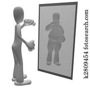 Fat person looking in mirror Fat person looking in mirror