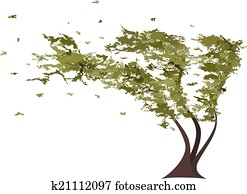 Grunge tree in the wind. Vector Grunge tree in the wind. Vector