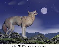 Howling wolf - 3D render Howling wolf - 3D render