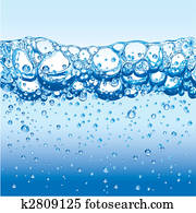 Water with sparkling bubbles and froth Water with sparkling bubbles and froth