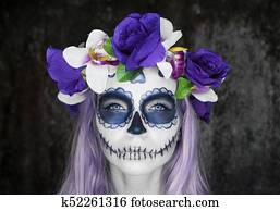 Woman with Mexican sugar skull makeup Woman with Mexican sugar skull makeup