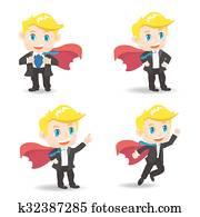 Business man act as superman