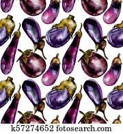 Eggplant wild vegetables in a watercolor style pattern. Eggplant wild vegetables in a watercolor style pattern.