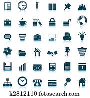 geschaefts, und, büroabbilder, satz