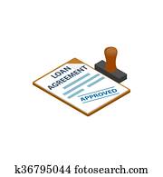 Loan agreement with loan approved stamp icon Loan agreement with loan approved stamp icon