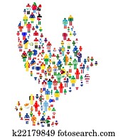 Peace concept with dove made of patterned people in world flags Peace concept with dove made of patterned people in world flags
