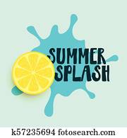 summer, wasser, spritzen, mit, zitrone, hintergrund summer, wasser, spritzen, mit, zitrone, hintergrund