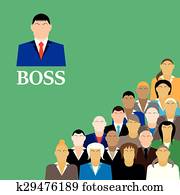 vorgesetzter, und, geschaefts, team., gesellschaft, von, büro, workers.