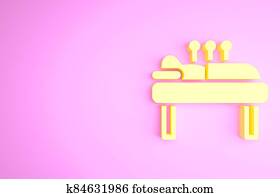 Yellow Acupuncture therapy icon isolated on pink background. Chinese medicine. Holistic pain management treatments. Minimalism concept. 3d illustration 3D render Yellow Acupuncture therapy icon isolated on pink background. Chinese medicine. Holistic pain management treatments. Minimalism concept. 3d illustration 3D render