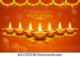 להשרף, diya, ב, שמח, diwali, חופשה, רקע, ל, אור, פסטיבל, של, הודו
