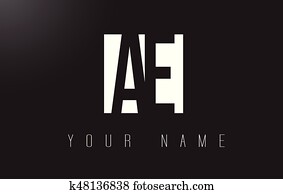 ae, letra, logotipo, com, preto branco, espaço negativo, Design.