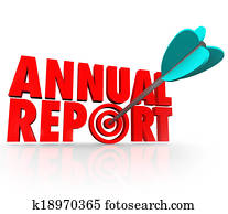 Annual Report Arrow in Word Good Financial Performance 