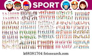 Athlete Set . Man, Woman. Group Of Sports People In Uniform, Apparel. Sportsman Character In Game Action. Flat Cartoon Illustration Athlete Set . Man, Woman. Group Of Sports People In Uniform, Apparel. Sportsman Character In Game Action. Flat Cartoon Illustration