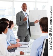 Diverse business people studying a new business plan