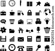 geschaefts, und, büroabbilder, satz