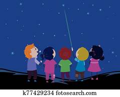 Stickman Kids Laser Point Stars Illustration Stickman Kids Laser Point Stars Illustration