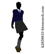 african american, 学校の 女の子, シルエット